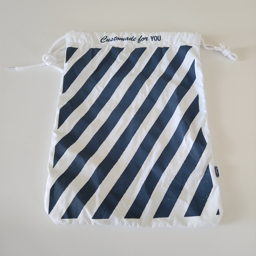 Vans Custommade for You‎ Drawstring Bag Navy Blue White Stripes 11.5 x 16"